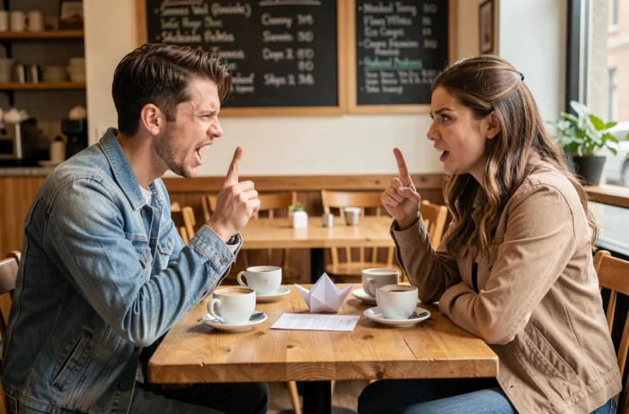 Deux amis confrontés à un choix impossible entre deux options sorti d'une cocotte en papier